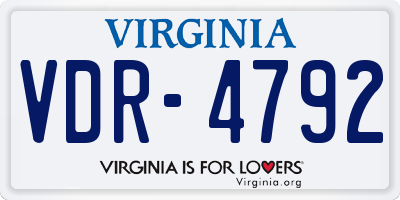 VA license plate VDR4792