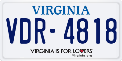 VA license plate VDR4818