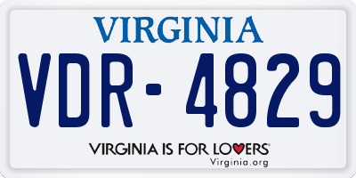 VA license plate VDR4829