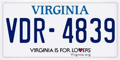 VA license plate VDR4839