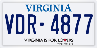 VA license plate VDR4877