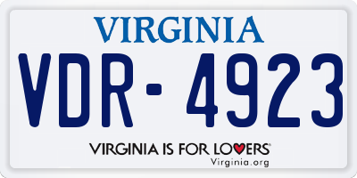 VA license plate VDR4923