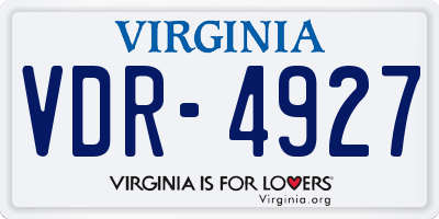 VA license plate VDR4927