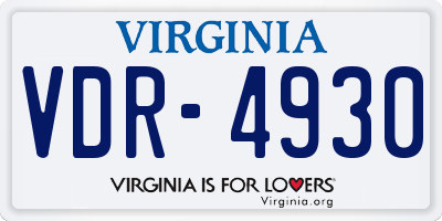 VA license plate VDR4930