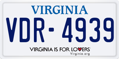 VA license plate VDR4939