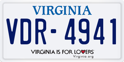 VA license plate VDR4941
