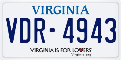 VA license plate VDR4943
