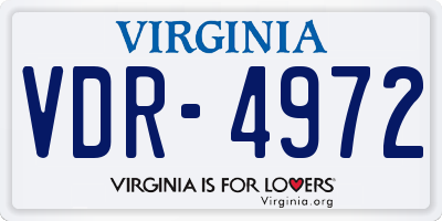 VA license plate VDR4972