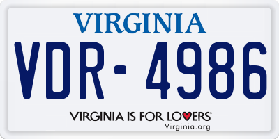 VA license plate VDR4986
