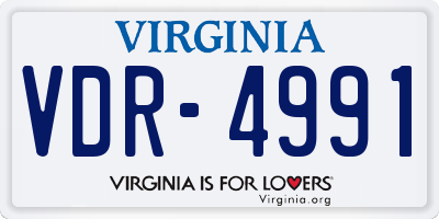 VA license plate VDR4991