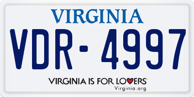 VA license plate VDR4997