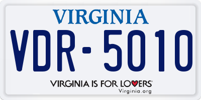 VA license plate VDR5010