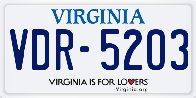VA license plate VDR5203