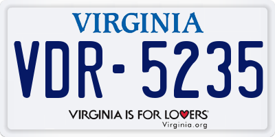 VA license plate VDR5235