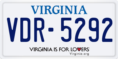 VA license plate VDR5292