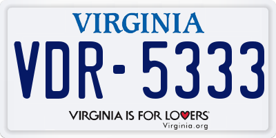 VA license plate VDR5333