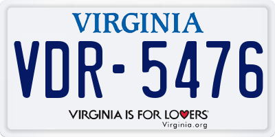 VA license plate VDR5476