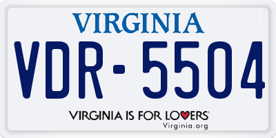 VA license plate VDR5504