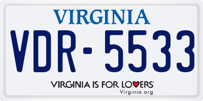 VA license plate VDR5533