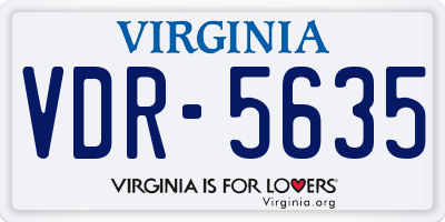 VA license plate VDR5635