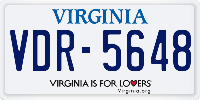 VA license plate VDR5648