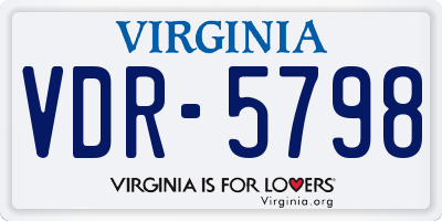 VA license plate VDR5798