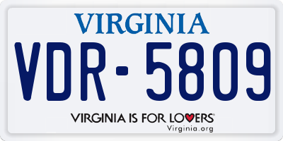 VA license plate VDR5809