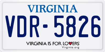 VA license plate VDR5826