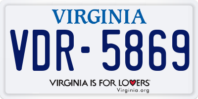 VA license plate VDR5869