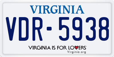 VA license plate VDR5938