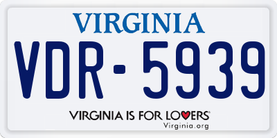 VA license plate VDR5939