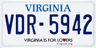 VA license plate VDR5942