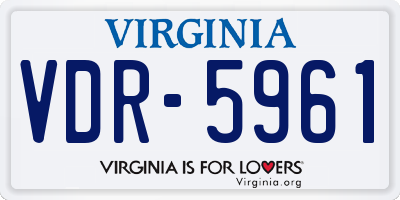 VA license plate VDR5961