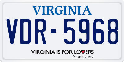 VA license plate VDR5968