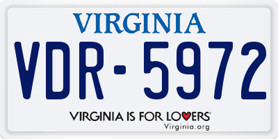 VA license plate VDR5972