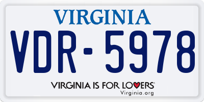 VA license plate VDR5978