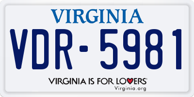 VA license plate VDR5981