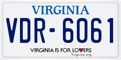 VA license plate VDR6061