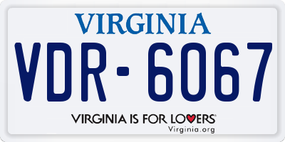 VA license plate VDR6067