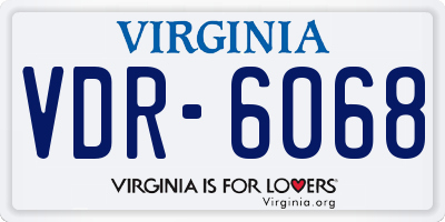 VA license plate VDR6068