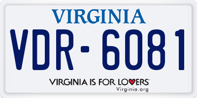 VA license plate VDR6081