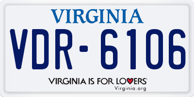VA license plate VDR6106