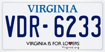 VA license plate VDR6233