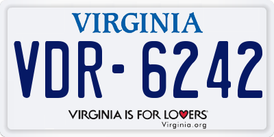 VA license plate VDR6242