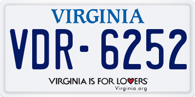 VA license plate VDR6252