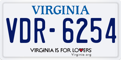 VA license plate VDR6254