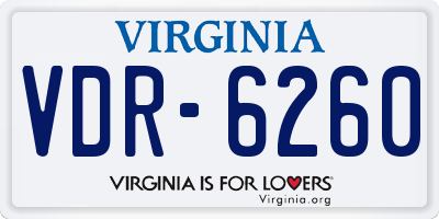 VA license plate VDR6260