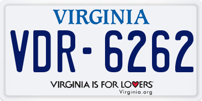 VA license plate VDR6262