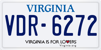 VA license plate VDR6272
