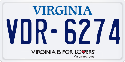 VA license plate VDR6274